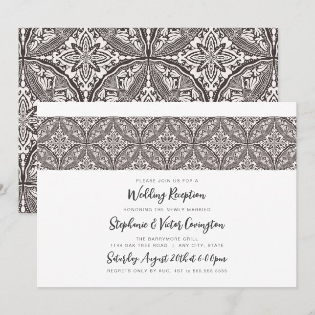 Hochzeitsempfang von Boho Medallion Einladung (Vorne/Hinten)