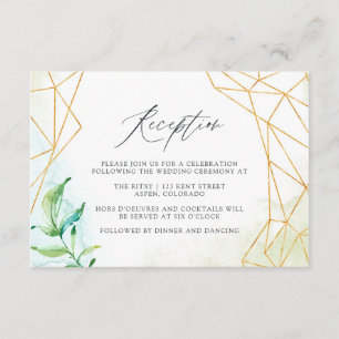 Hochzeitsempfang Wasserfarbe Geometrische Kristall Begleitkarte