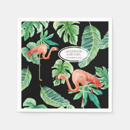 Hochzeitsempfang Watercolor Pink Flamingo Leaf Serviette
