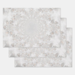 Hochzeitsempfang Weißes Silver Gold Einfaches Eleg Geschenkpapier Set