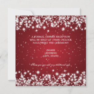 Hochzeitsempfang Winter Sparkle Red Einladung