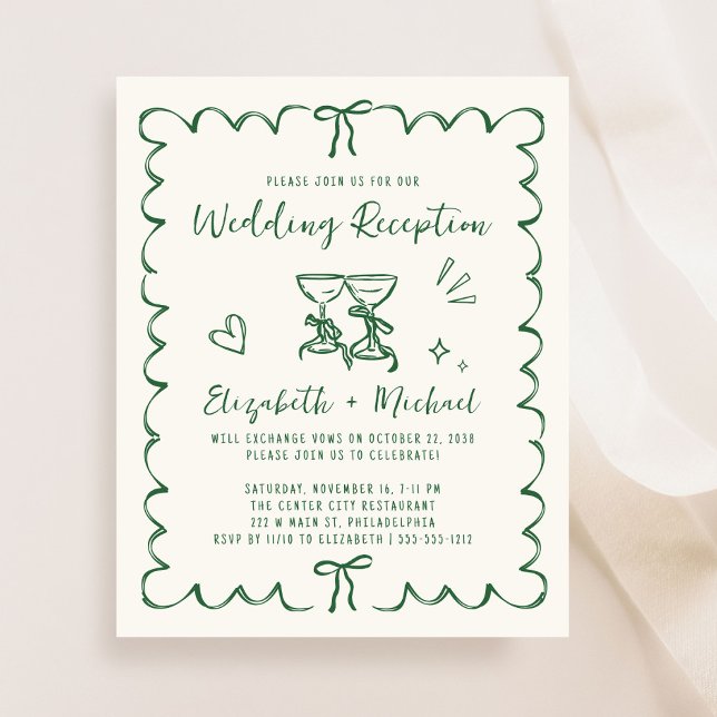 Hochzeitsempfangs-Einladung mit welligem Rahmen im (From private vows to a grand party - invite family and friends to celebrate your marriage!)