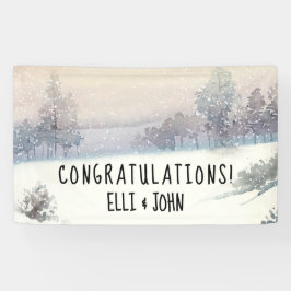 Hochzeitsempfangsbanner Winter Blau und Weiß Banner