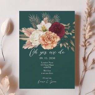 Hochzeitsempfangseinladung mit Smaragd-Blumen Einladung