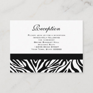 Hochzeitsempfangskarten Schwarz-Weiß-Zebra Begleitkarte