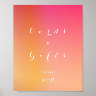 Hochzeitsempfangskarten und Geschenke Orange Ombre Poster