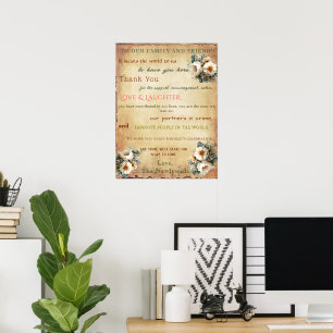 Hochzeitsempfangsplakat Danke Familie & Freunde Poster