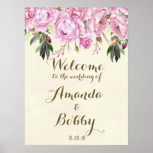 Hochzeitsempfangsschild lilac floral lavender poster
