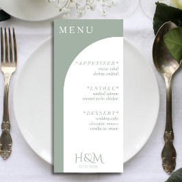 Hochzeitsempfehlung für das Abendessen mit grüner  Menükarte