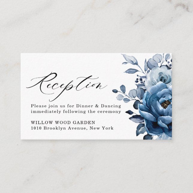 Hochzeitsempfehlung für dusty Blue Slate Navy Begleitkarte (Vorderseite)