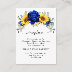 Hochzeitsempfehlung für Royal Blue Rustic Sunflowe Begleitkarte