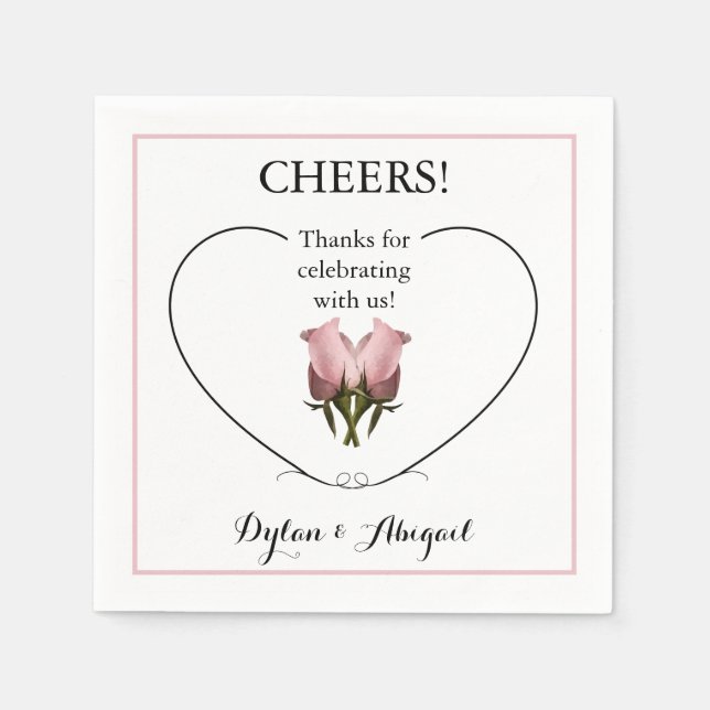 Hochzeitsempfehlung Standard Napkins mit Rose Serviette (Vorderseite)