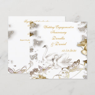 Hochzeitsengagement oder Jubiläum Weiß Sepia Einladung