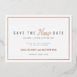 Hochzeitsereigniswechsel rette das neue Datum Rose Folieneinladung