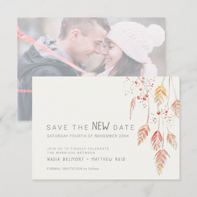 Hochzeitsereigniswechsel rette die neue Zeitfallsk Save The Date (Vorne/Hinten)