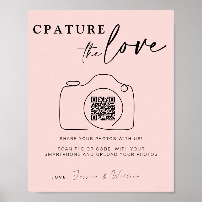 Hochzeitserfassung die Liebe | Foto Sharing QR Cod Poster (Vorne)