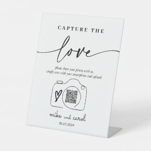 Hochzeitserfassung die Liebe Foto Sharing QR Cod Sockelschild