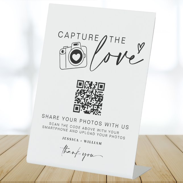 Hochzeitserfassung die Liebe | Foto Sharing QR Cod Sockelschild (Von Creator hochgeladen)