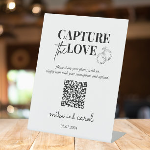 Hochzeitserfassung die Liebe   Foto Sharing QR Cod Sockelschild