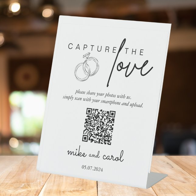 Hochzeitserfassung die Liebe | Foto Sharing QR Cod Sockelschild (Von Creator hochgeladen)