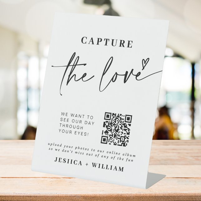 Hochzeitserfassung die Liebe | Foto Sharing QR Cod Sockelschild (Von Creator hochgeladen)