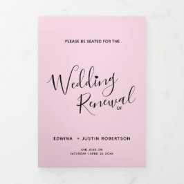 Hochzeitseröffnungsfeier Rosa Schwarz-weiß Dreifach-gefaltete Programmkarte