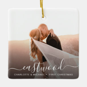Hochzeitserstes Weihnachtsfest - Foto Keepake Keramikornament