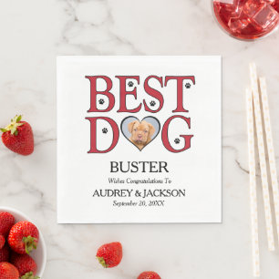 Hochzeitservietten mit Foto des besten Hundes Serviette