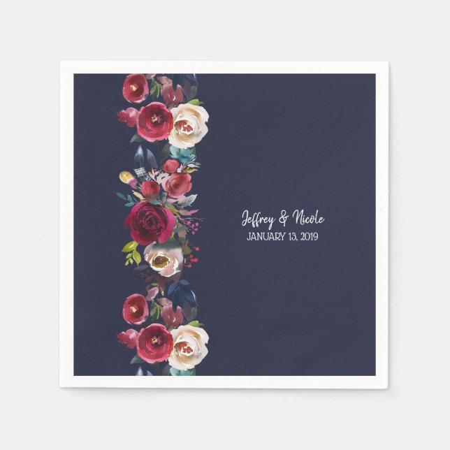 Hochzeitsessen am Hochzeitsessen der Marine Burgun Serviette (Vorderseite)