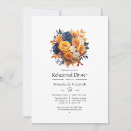 Hochzeitsessen in der Marine und Orange Floral Pro Einladung