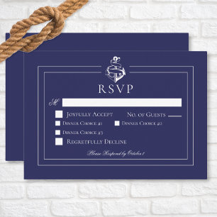 Hochzeitsessen in Navy Blue Nautical Anchor RSVP Karte