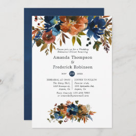 Hochzeitsessen mit Ingwer und Navy-Floral-Probe Einladung