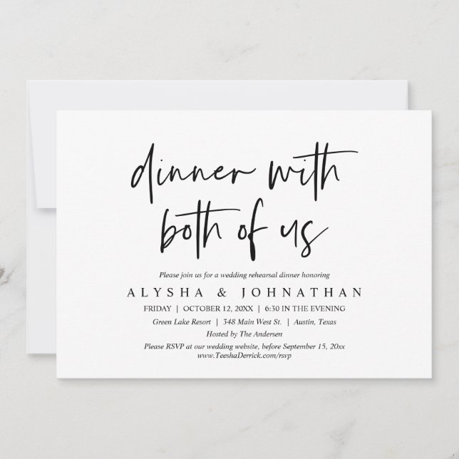 Hochzeitsessen mit uns beiden Proben Einladung (Vorderseite)