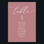 Hochzeitsessen, moderne Gästekarte Tischnummer<br><div class="desc">Hochzeitsessen Gästekarte,  Moderne romantische Kalligraphie in staubiger Rose thematisiert. Passen Sie den Text an und / oder entfernen und füllen Sie mit Ihrer Hochzeitsfeier passende Farbe.</div>