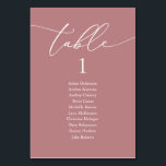 Hochzeitsessen, moderne Gästekarte Tischnummer<br><div class="desc">Hochzeitsessen Gästekarte,  Moderne romantische Kalligraphie in staubiger Rose thematisiert. Passen Sie den Text an und / oder entfernen und füllen Sie mit Ihrer Hochzeitsfeier passende Farbe.</div>