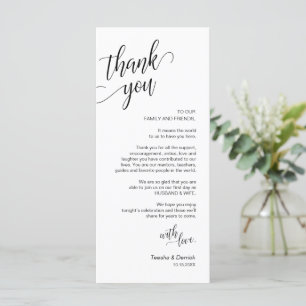 Hochzeitsessen, Ort Einstellung Dankeschön Karten