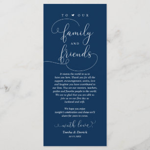 Hochzeitsessen, Platzierung Dankeschön Karte