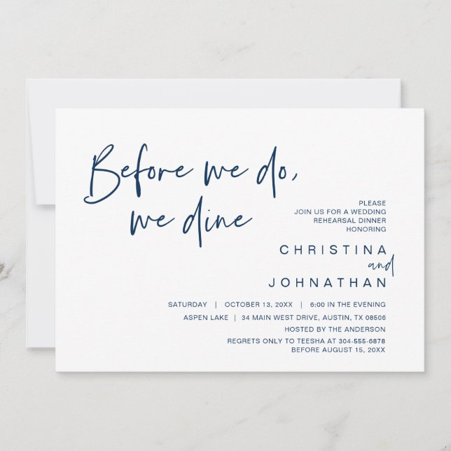 Hochzeitsessen Probe, bevor wir essen Einladung (Vorderseite)