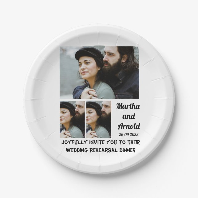 Hochzeitsessen Probe Brauch 3 FotoCollage Pappteller (Vorderseite)