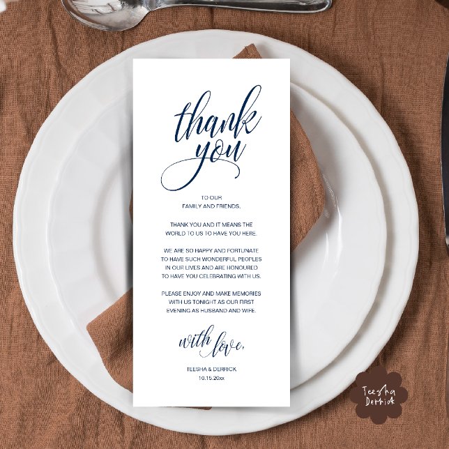 Hochzeitsessen Probe Danke Karte (Modern Romantic Rehearsal Wedding Reception Dinner Thank You Card in Black and White)