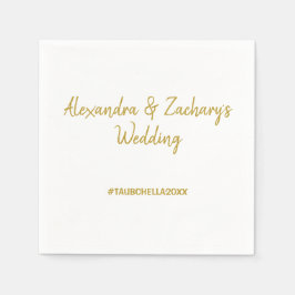 Hochzeitsessen Probe Napkins mit Hashtag Gold Serviette