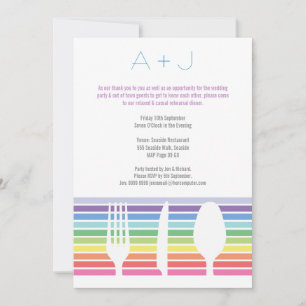 Hochzeitsessen Probe Rainbow Cutlery Einladung