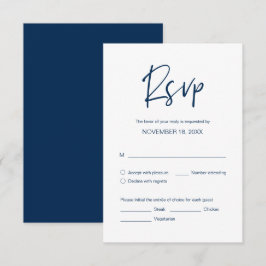 Hochzeitsessen, UAWG, Abendessen, Navy Blue Schrif Begleitkarte