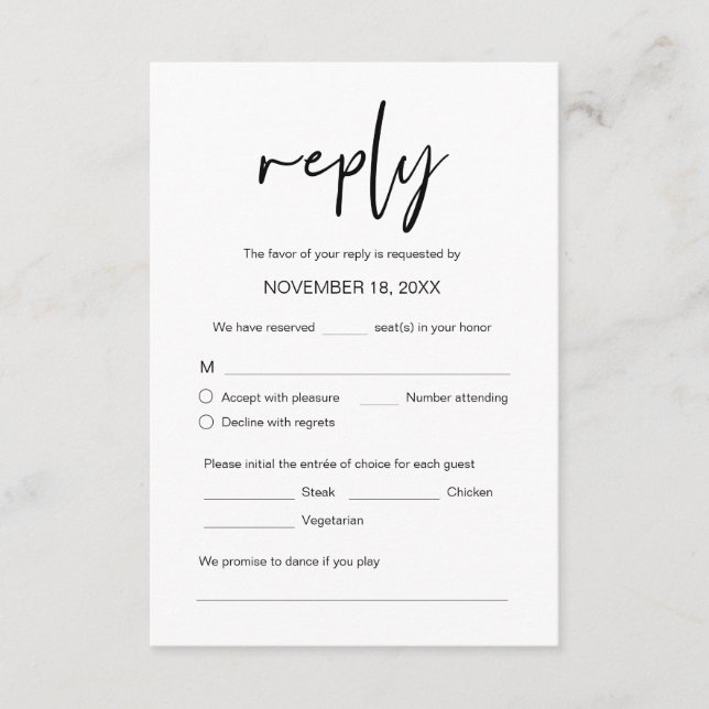 Hochzeitsessen, UAWG, Songwünsche En Begleitkarte (Vorderseite)