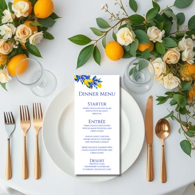 Hochzeitsessen und Bar Menu-Lemons Menükarte (Wedding Dinner and Bar Menu-Lemons Menu )