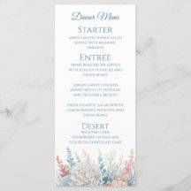 Hochzeitsessen und Bar Menu Pastel Coral Reef