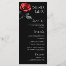 Hochzeitsessen und Bar Menu-Single Rote Rose Menükarte