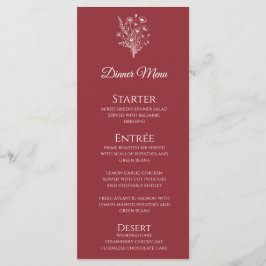 Hochzeitsessen und Bar Menu-Wildblume Elegante Menükarte