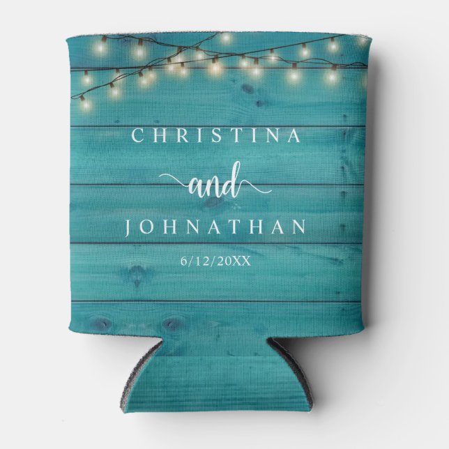 Hochzeitsessen und Party, rustikale Saitenlichter  Dosenkühler (Vorderseite)