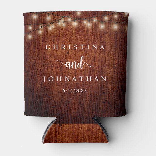 Hochzeitsessen und Party, rustikale Saitenlichter Dosenkühler (Vorderseite)